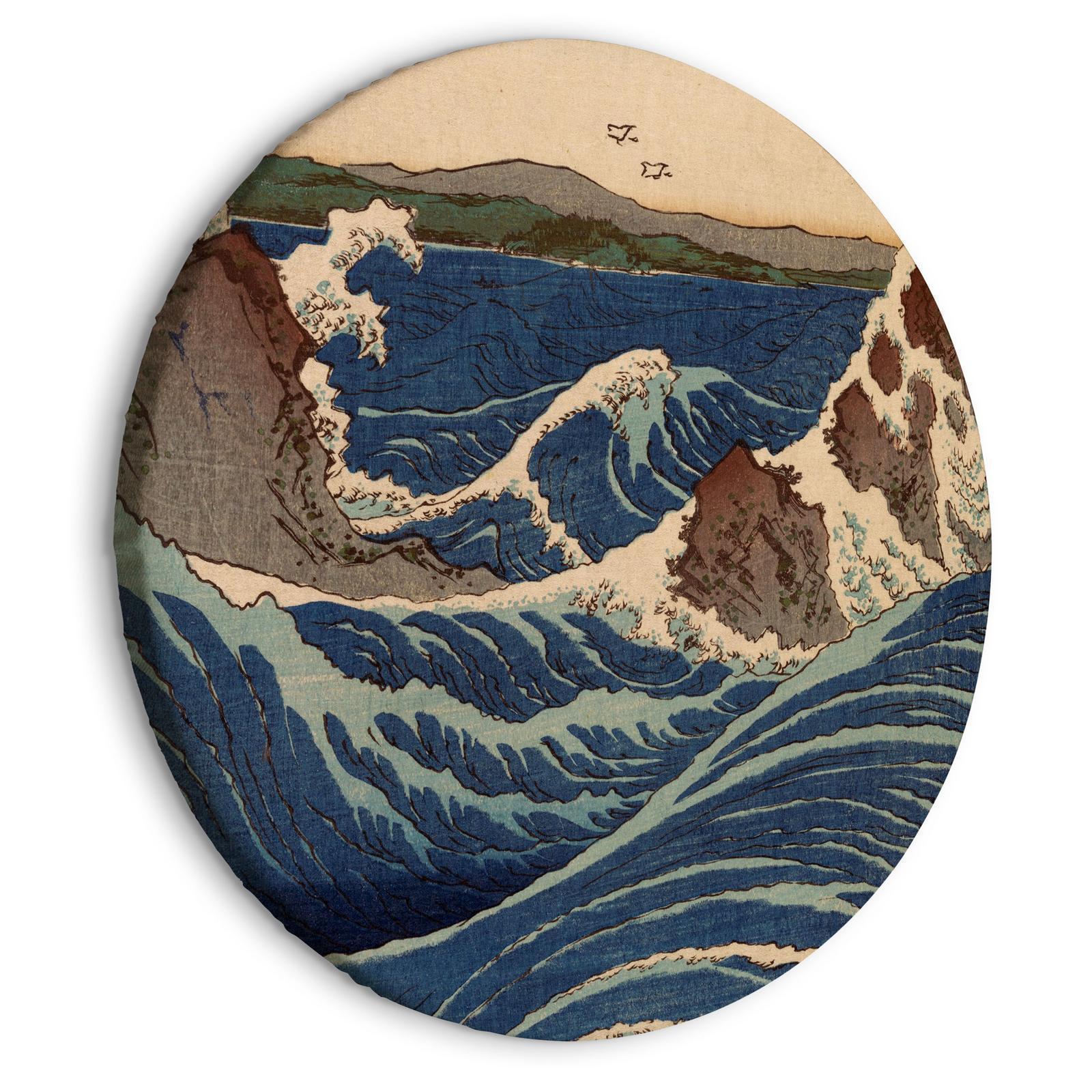Tableau rond - Woodcut Utagawa Hiroshige - Great Blue Wave