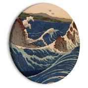Tableau rond - Woodcut Utagawa Hiroshige - Great Blue Wave