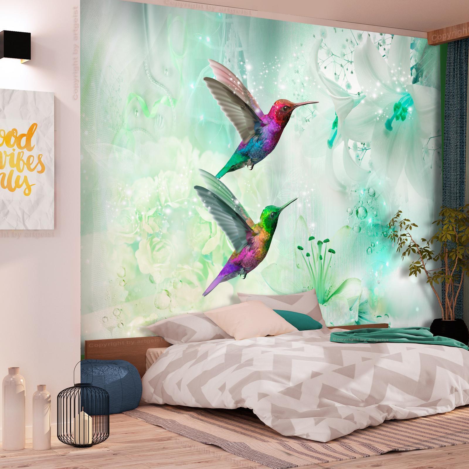 Papier peint - Colourful Hummingbirds (Green)