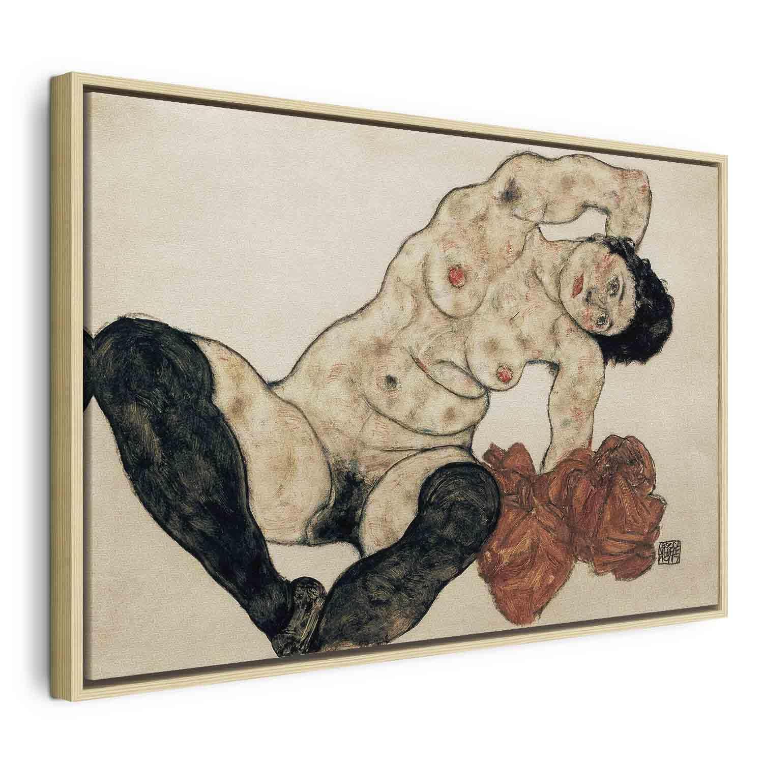 Tableau - Liegender Akt mit gelbem Handtuch (Egon Schiele)