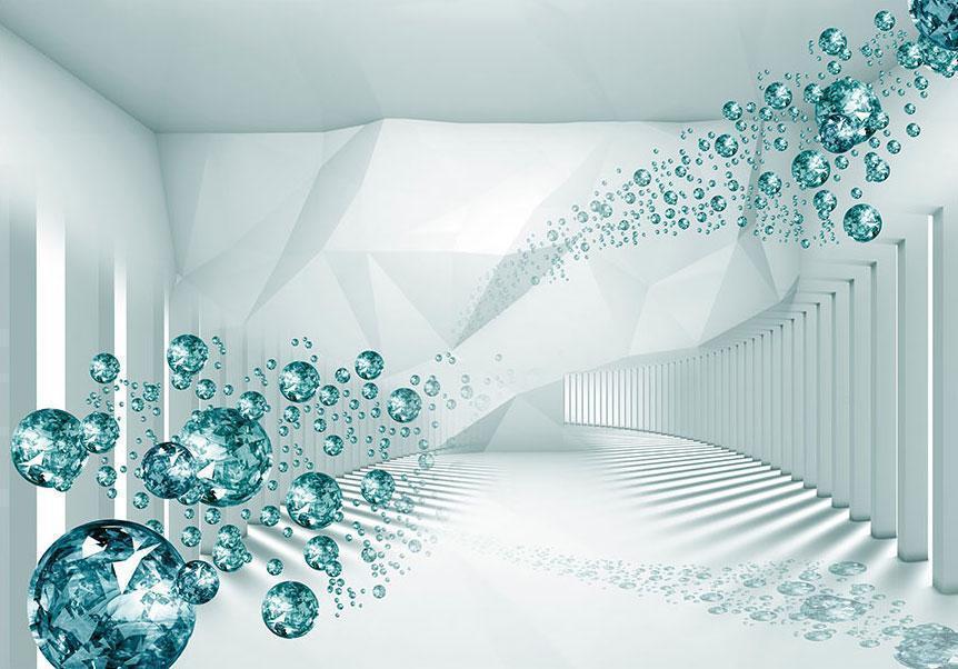 Papier peint - Diamond Corridor (Turquoise)
