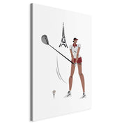 Tableau - Female Golfer With the Eiffel Tower in the Background - Illustration