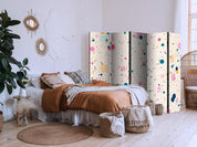 Paravent - Dots - Spots and Splashes Multicolored - Cheerful Pattern on a Light Pink Background