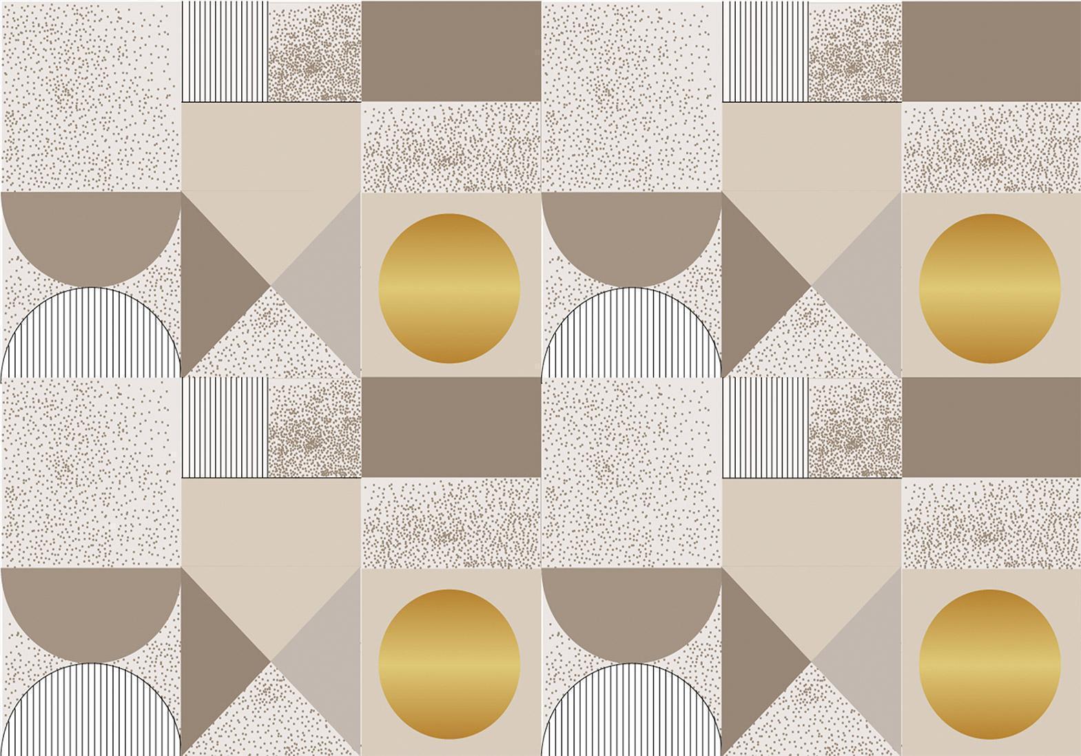 Papier peint - Beige and Gold Geometric Pattern