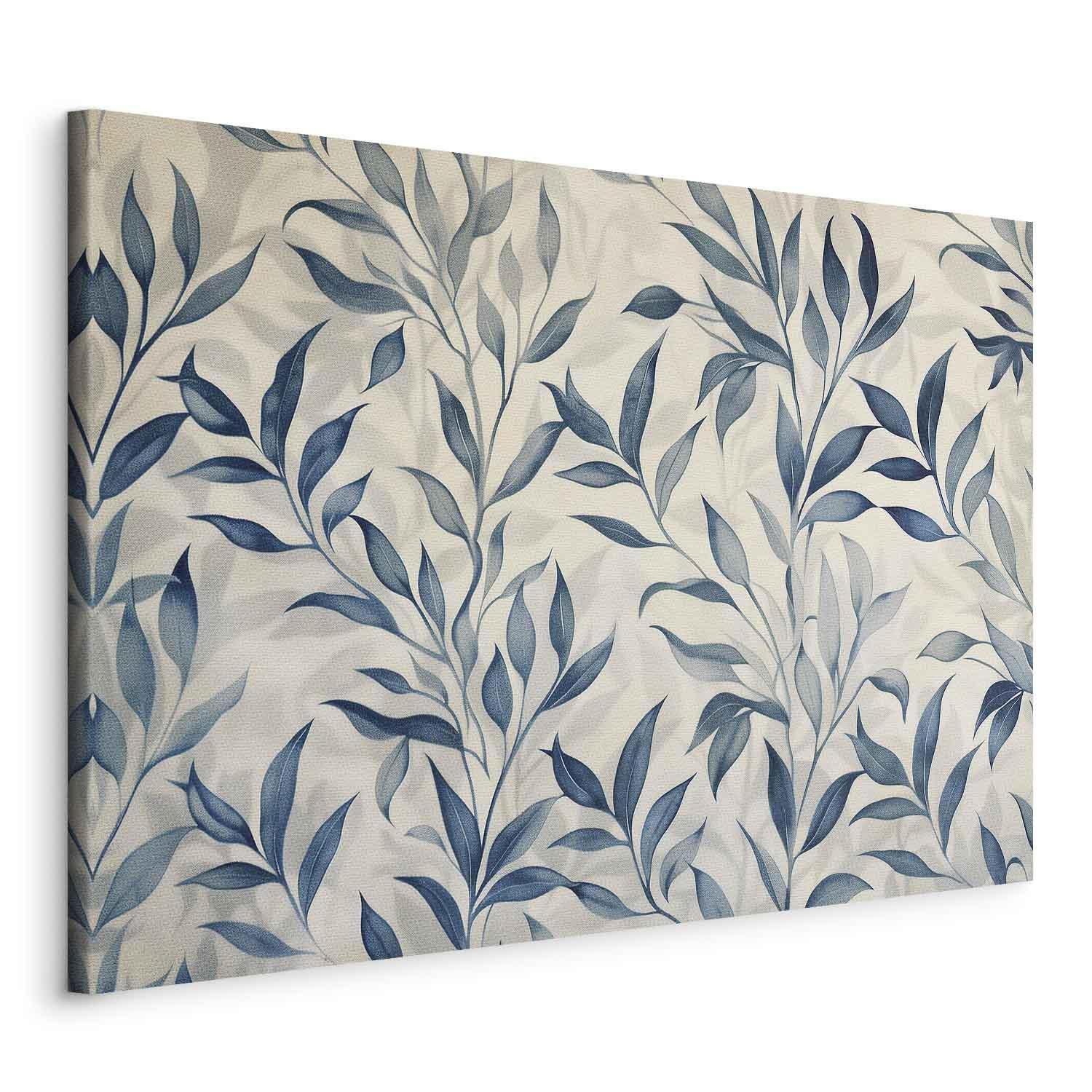 Tableau - Leaves in Blue Color Delicate Botanical Motif