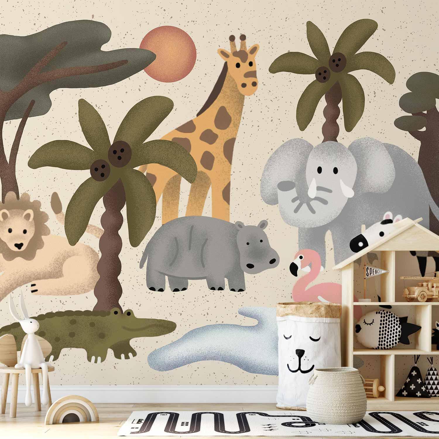 Papier peint - Children's Africa - Animals With Simple Shapes