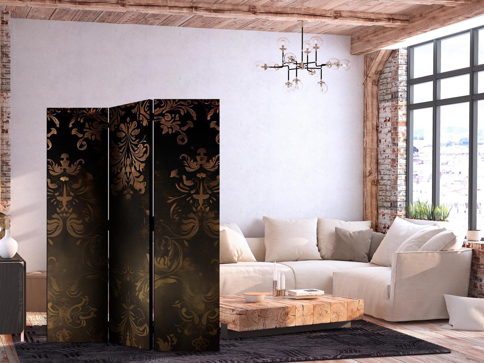 Paravent - Baroque Ornaments in Patinated Gold and Bronze - Retro Motif