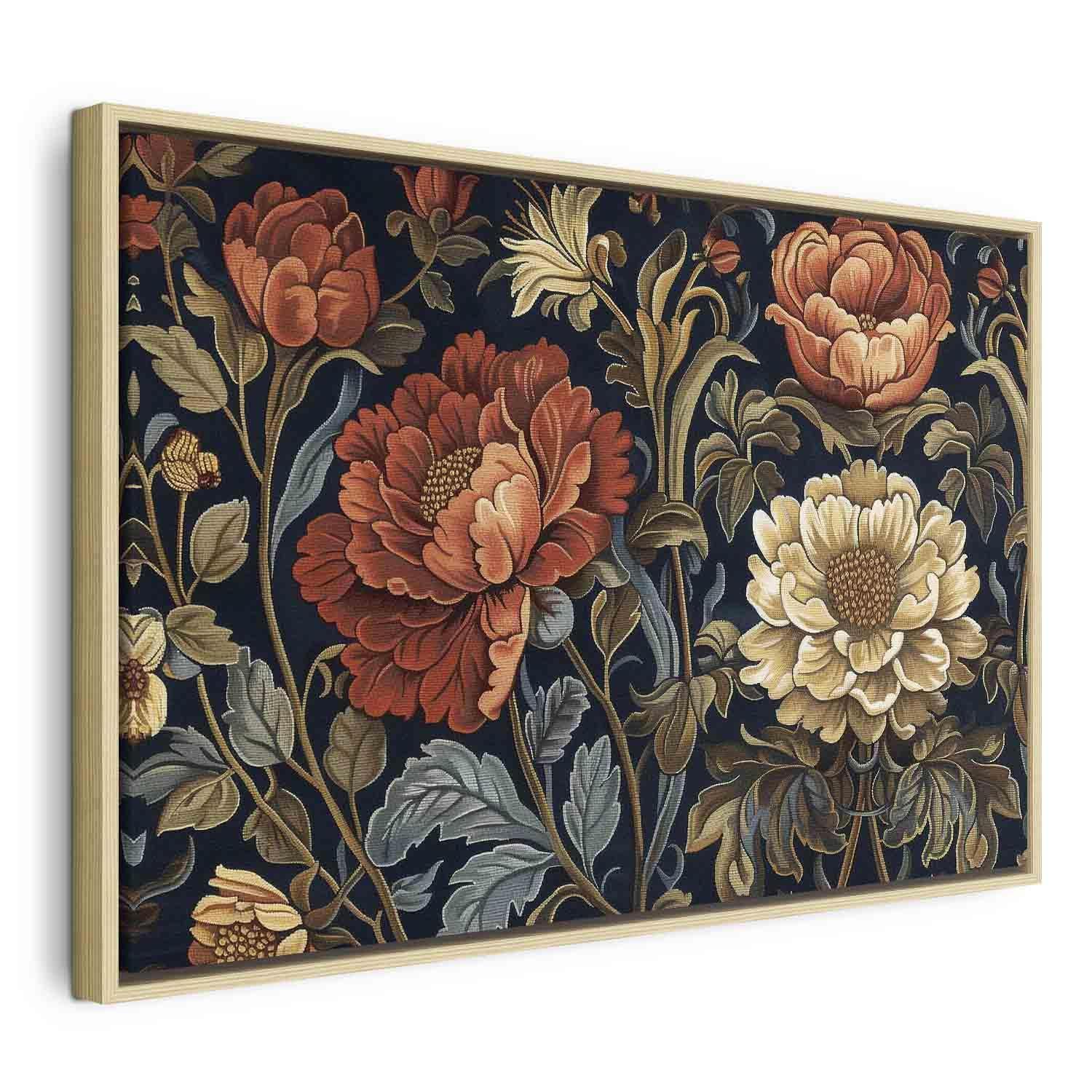 Tableau - Tapestry Large Flowers Retro Floral Motif in Kilim Style