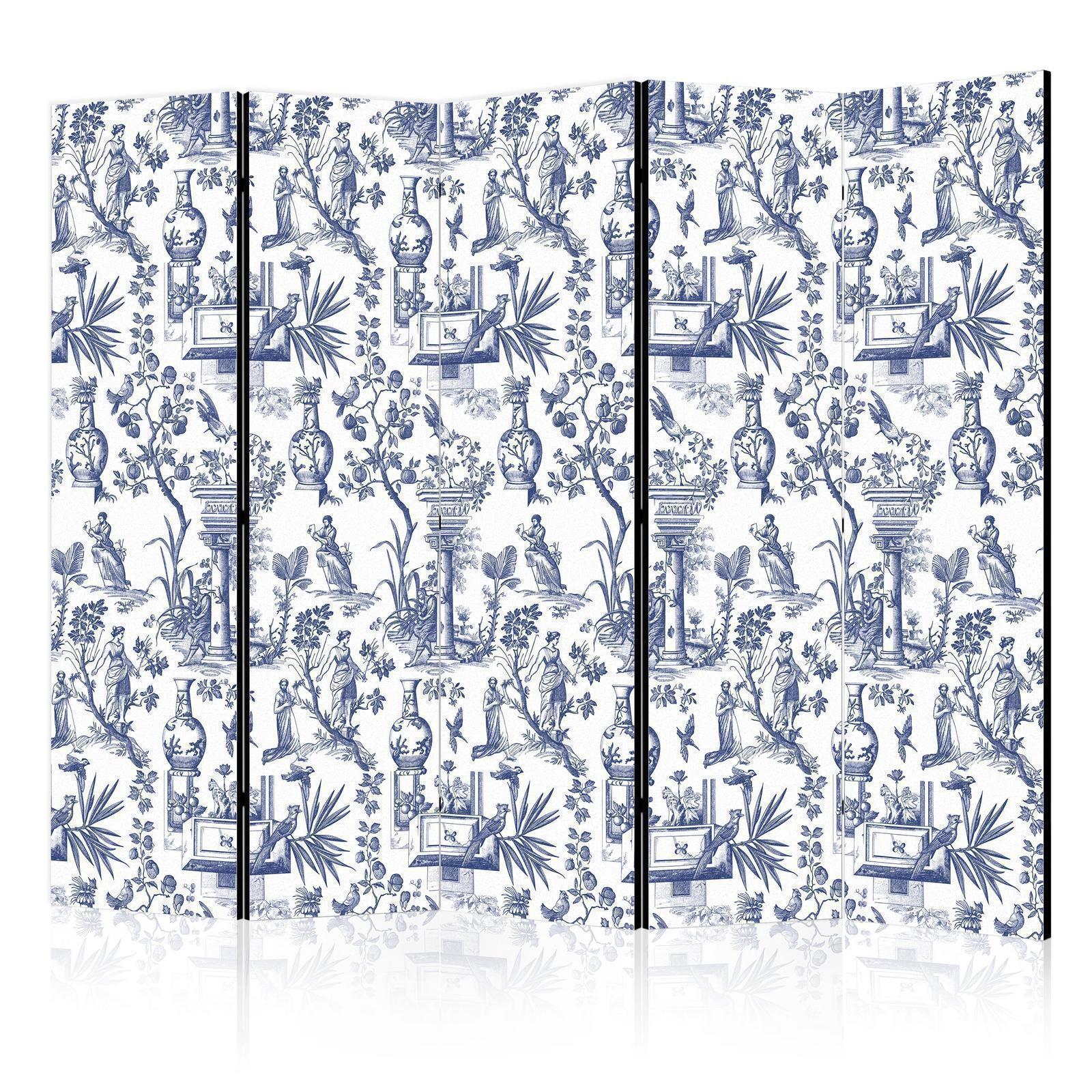 Paravent - Rome and Botany - Blue Pattern with a Greek and Plant Motif