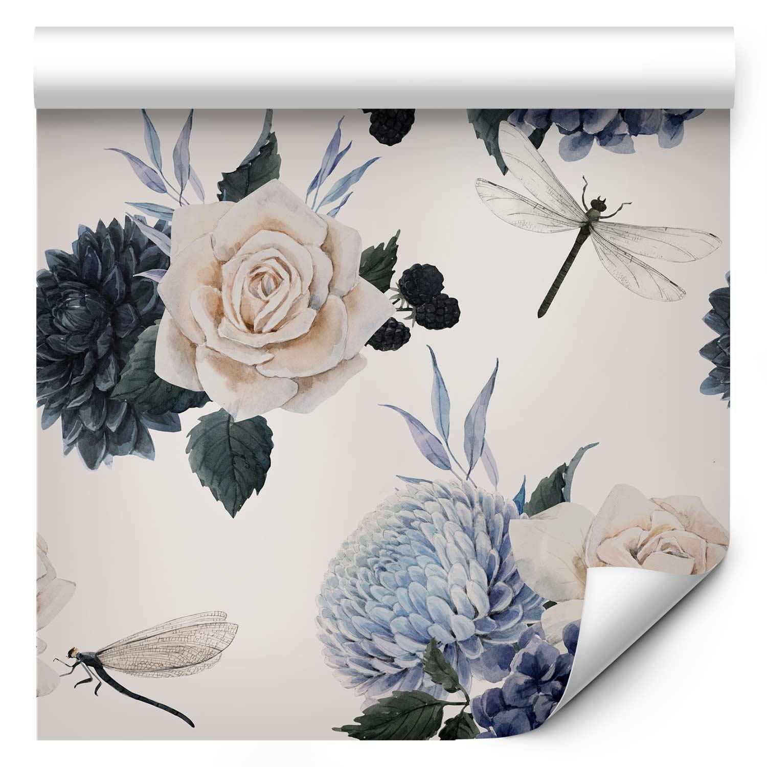 Tapisserie murale - Roses and Hydrangeas