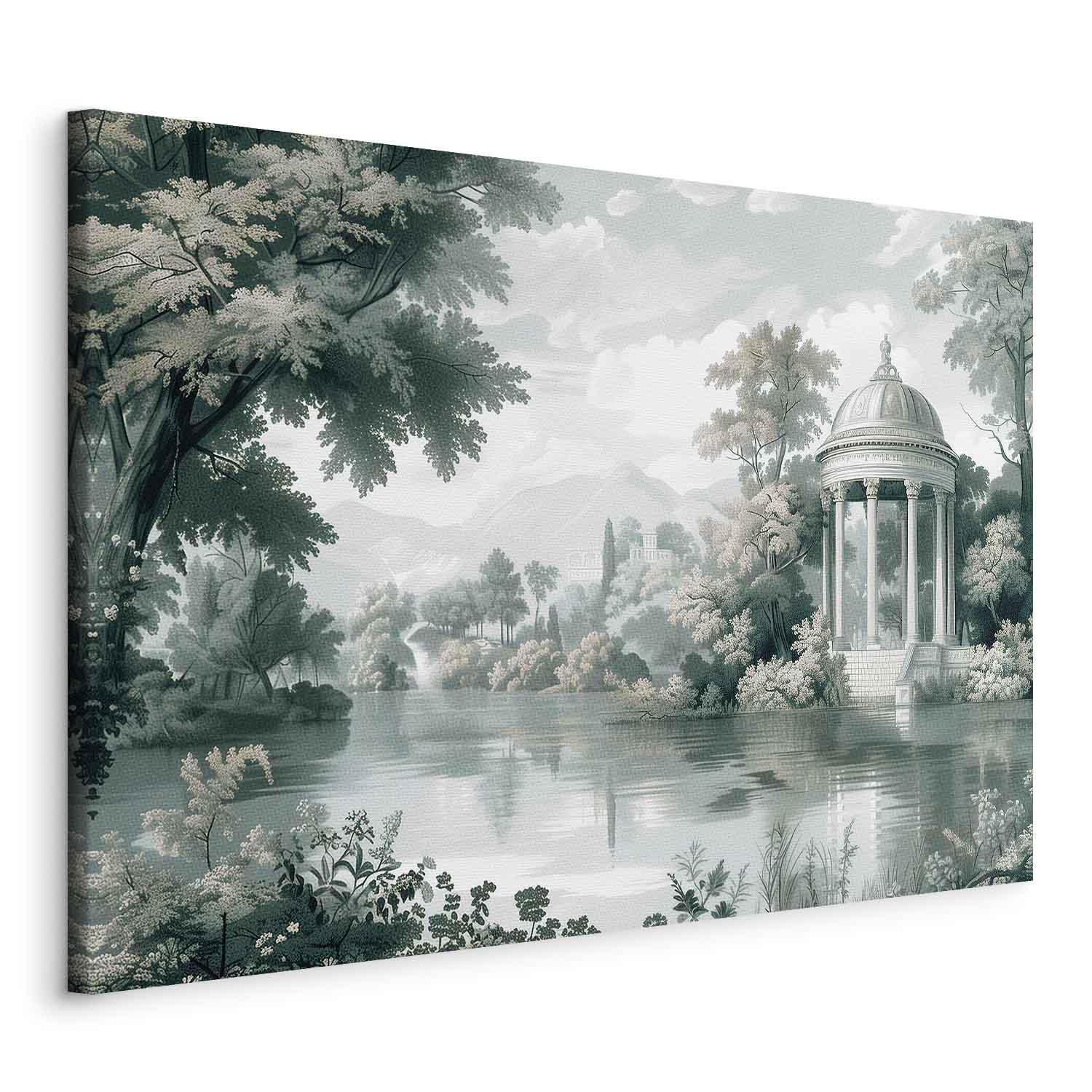 Tableau - View of the Park and Lake Retro Vintage Landscape in Greens