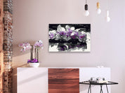 Peinture par numéros - Purple Orchid (Black Background & Reflection In The Water)