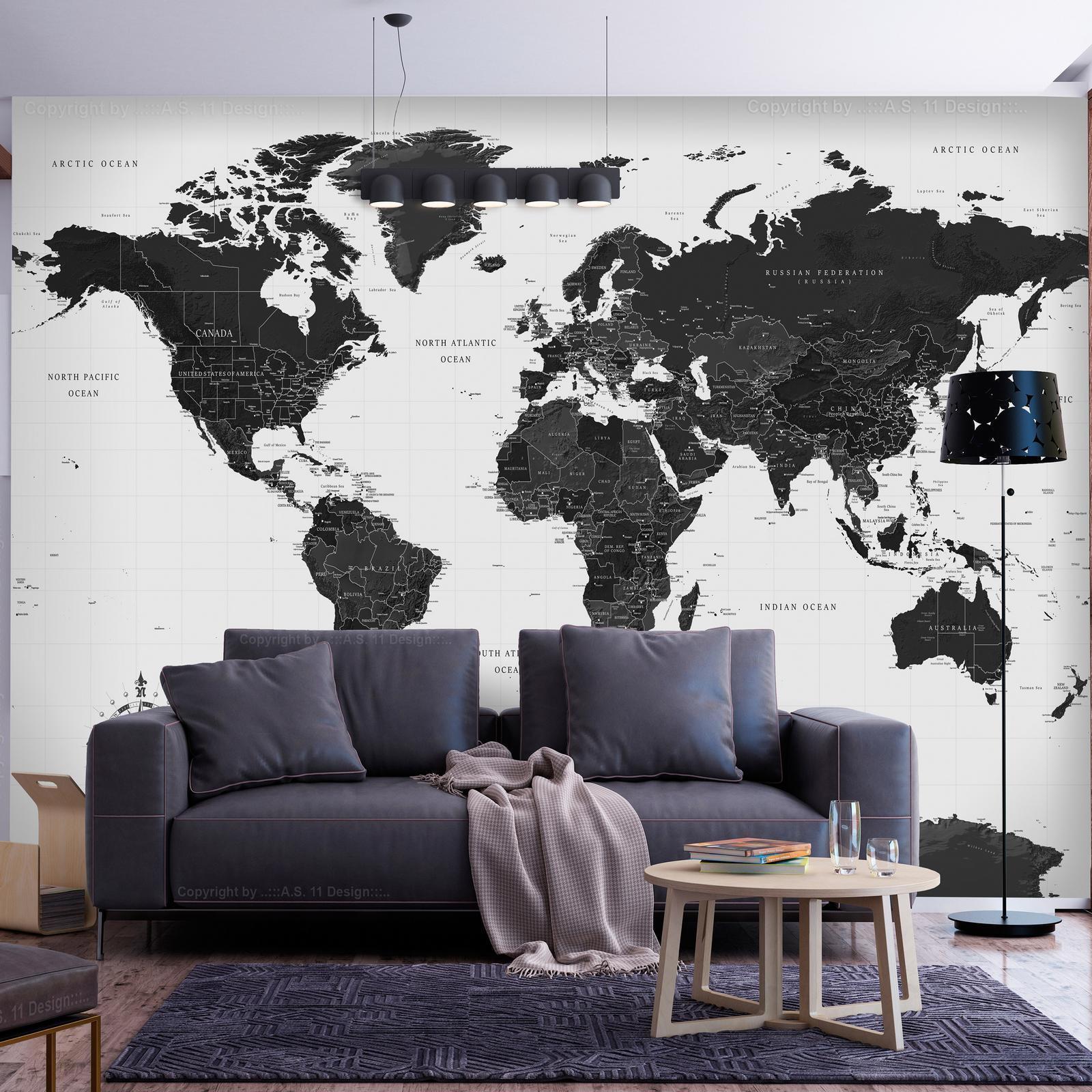 Papier peint - Black and White Map