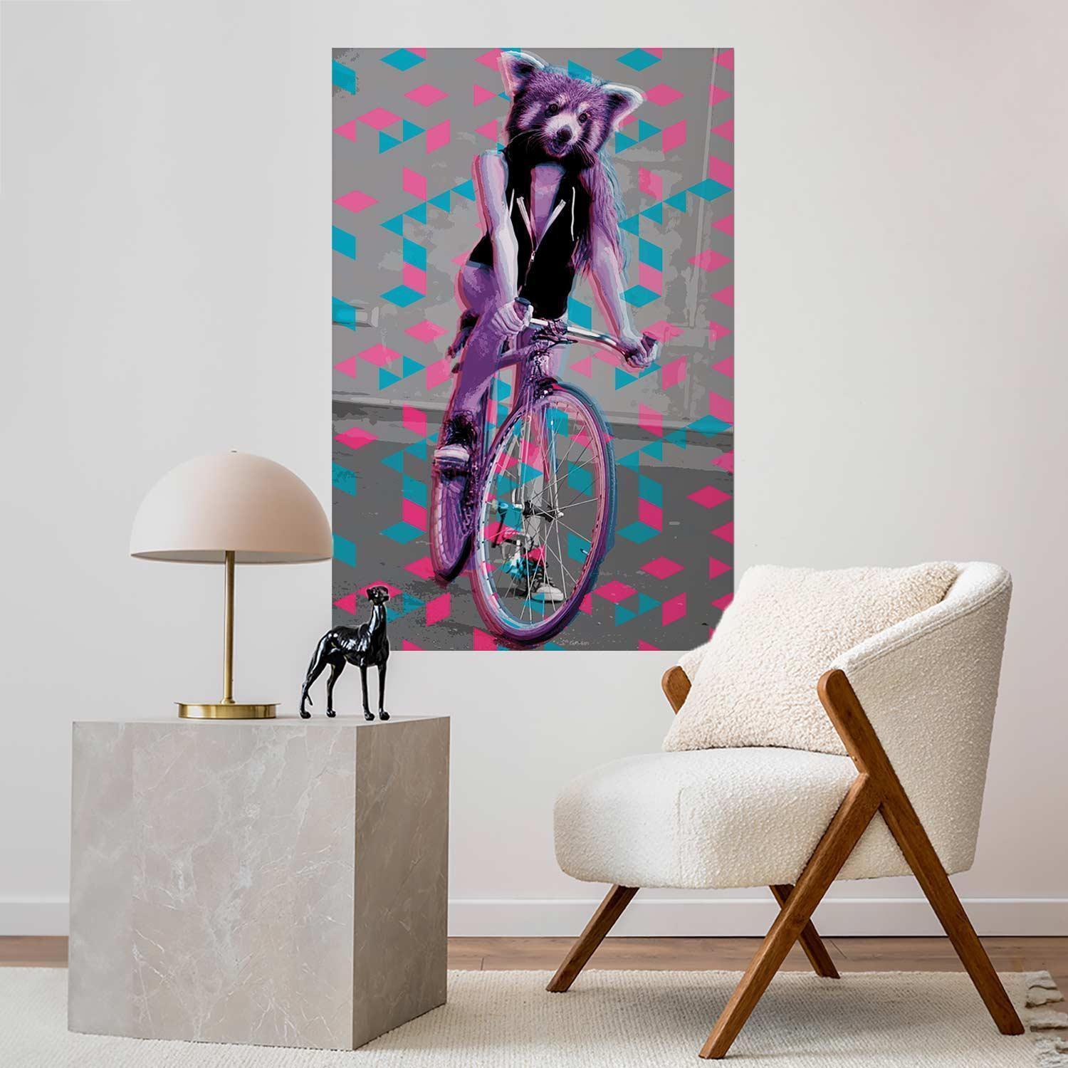 Poster - Raccoon on a Bicycle