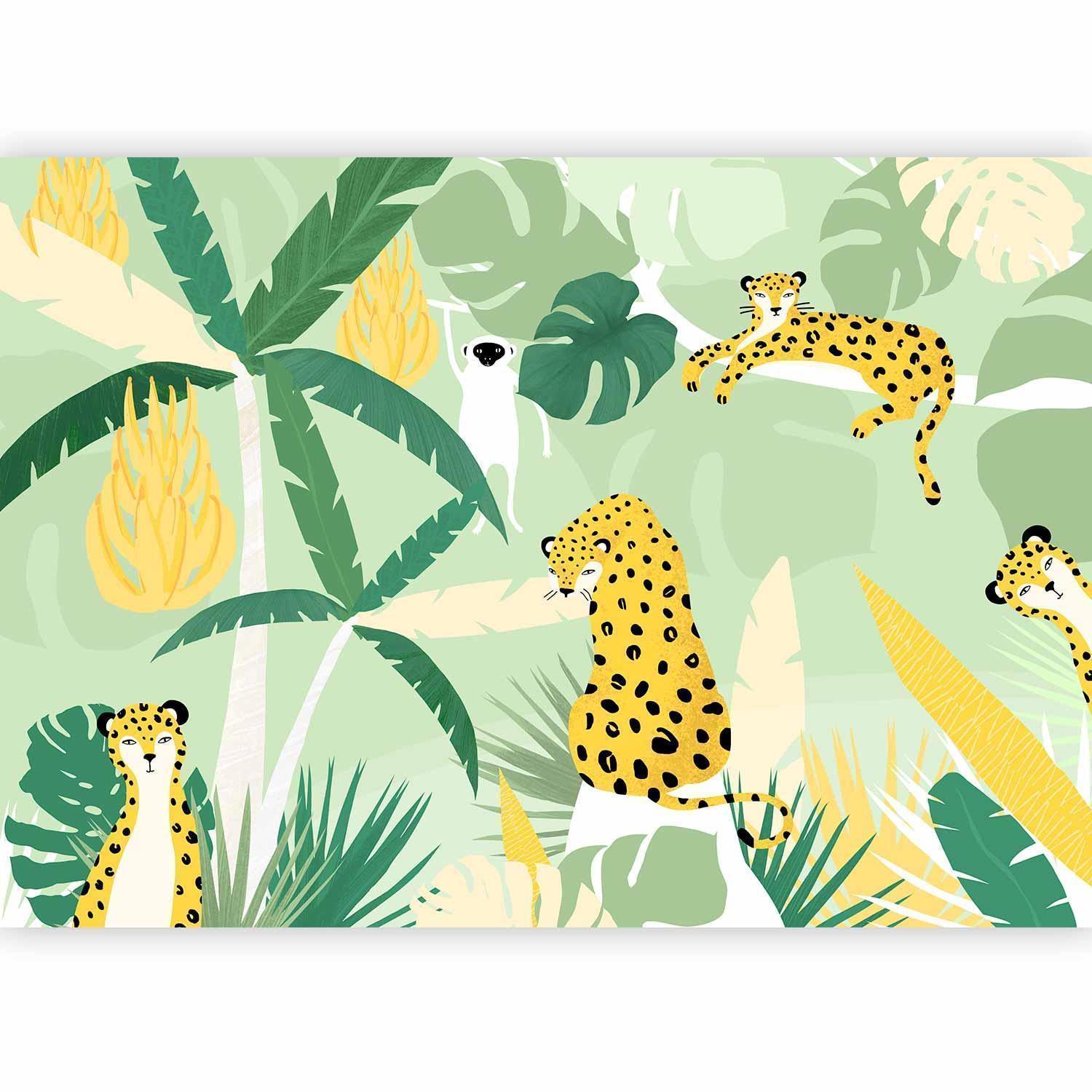 Papier peint - Cheetahs in the jungle - landscape with animals in the tropics for children