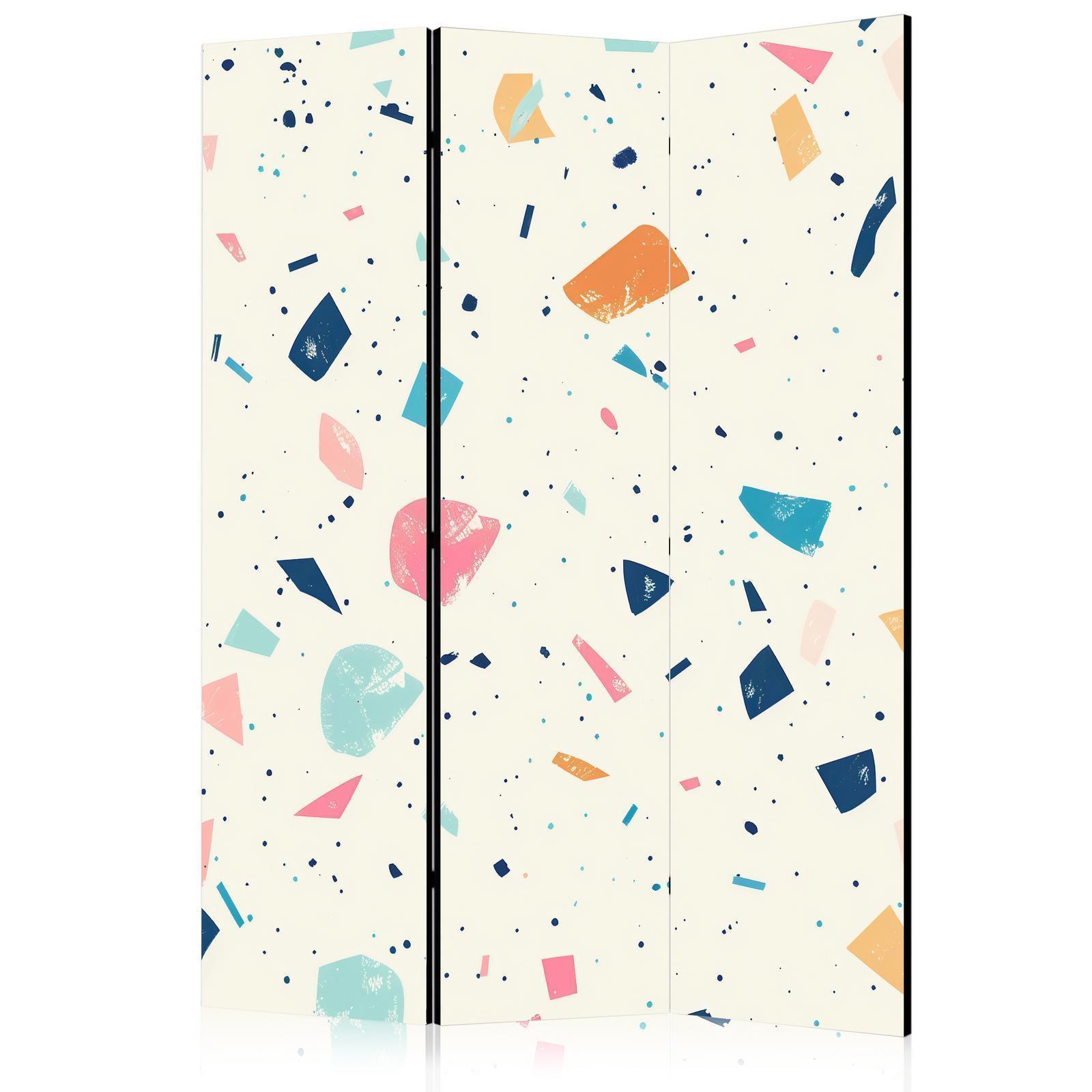 Paravent - Terrazzo with Multicolored - Large Elements - Cheerful Pattern on a Light Background