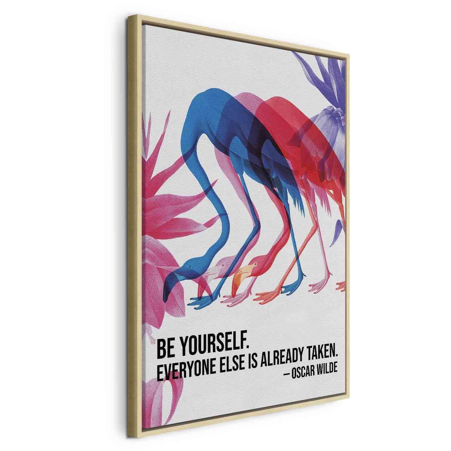 Tableau - Colorful Flamingos - Inspirational Quote with Colorful Bird Silhouettes