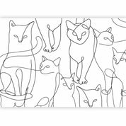 Papier peint - Cat lineart - minimalist sketches of black cats on white background
