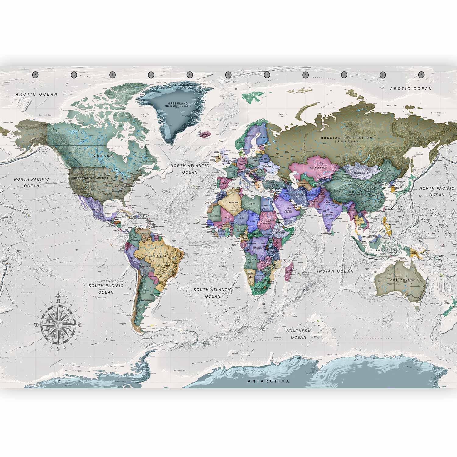 Papier peint - Geography study - world map with signed countries in English