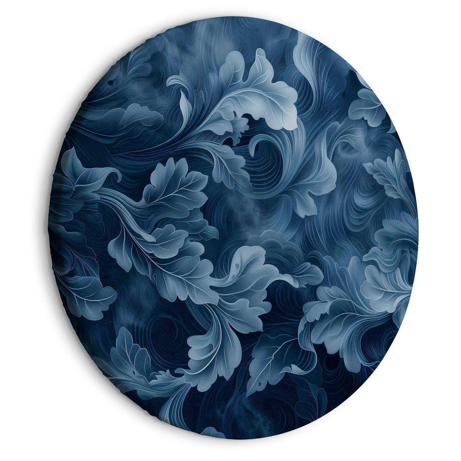 Tableau rond - Abstract Ornaments Dark Blue Victorian Leaves