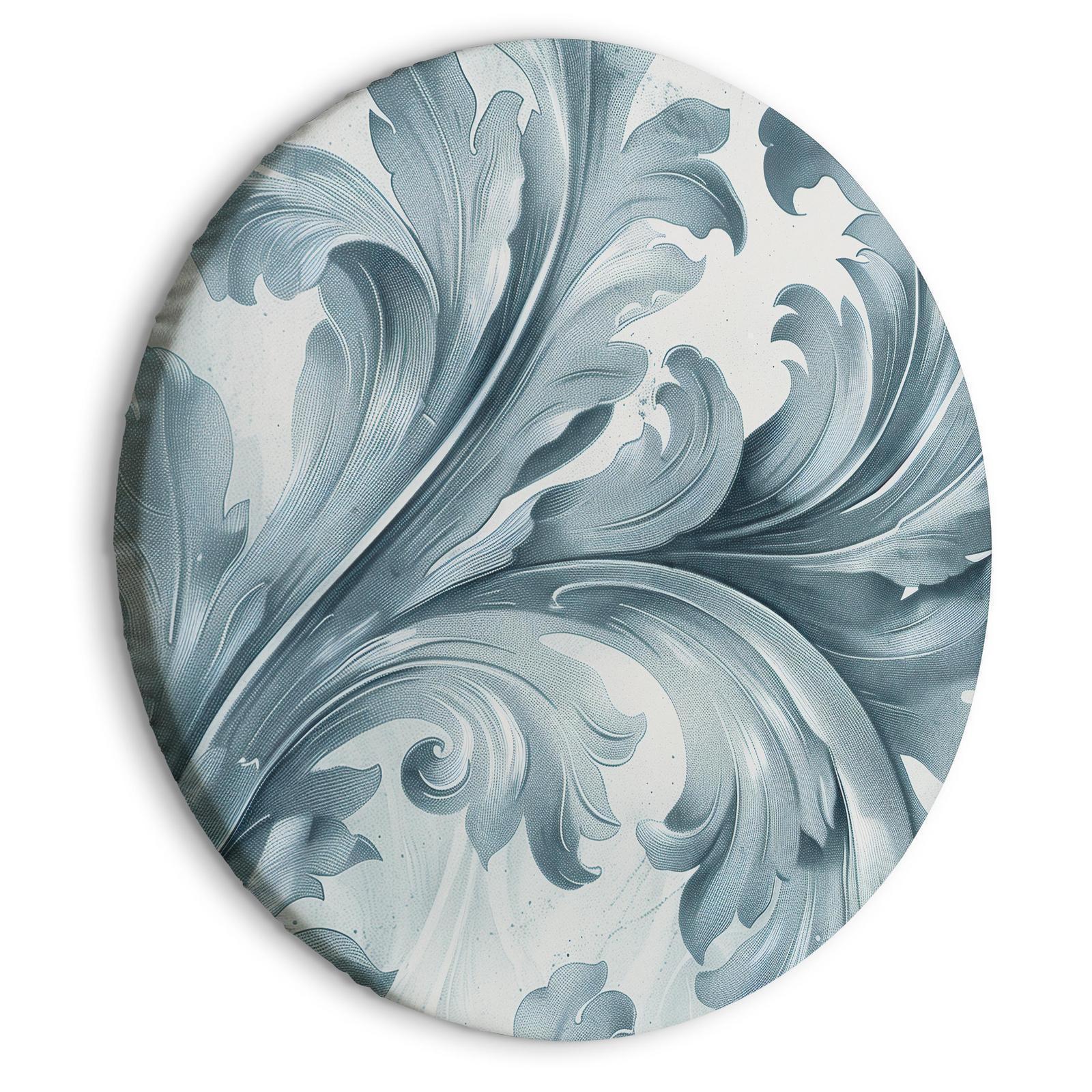 Tableau rond - Stone Baroque Ornaments in Light Shades of Gray-Blue