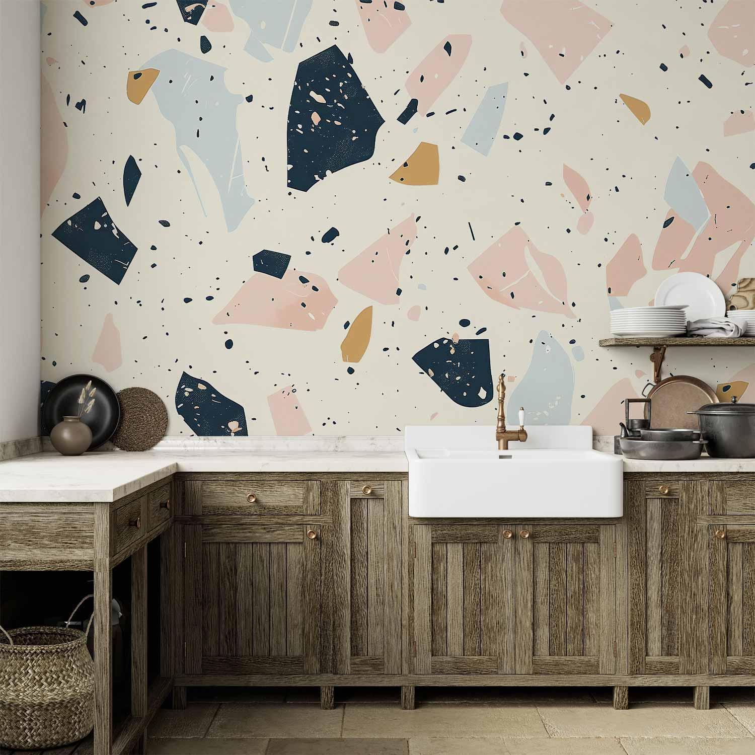 Papier peint - Terrazzo with Large Scaled Stones in Subdued Colors
