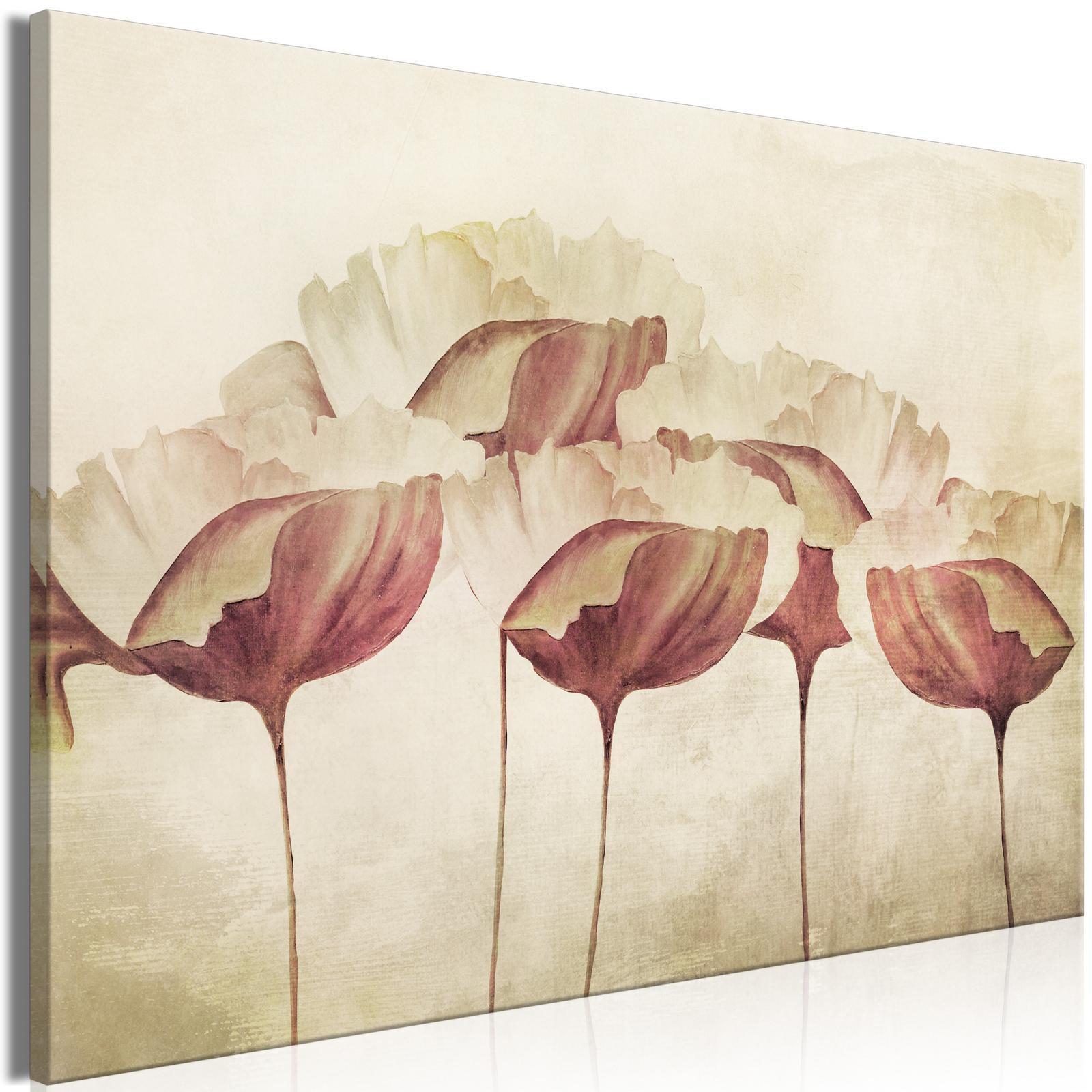 Tableau - Flowers in Beige (1 Part) Wide