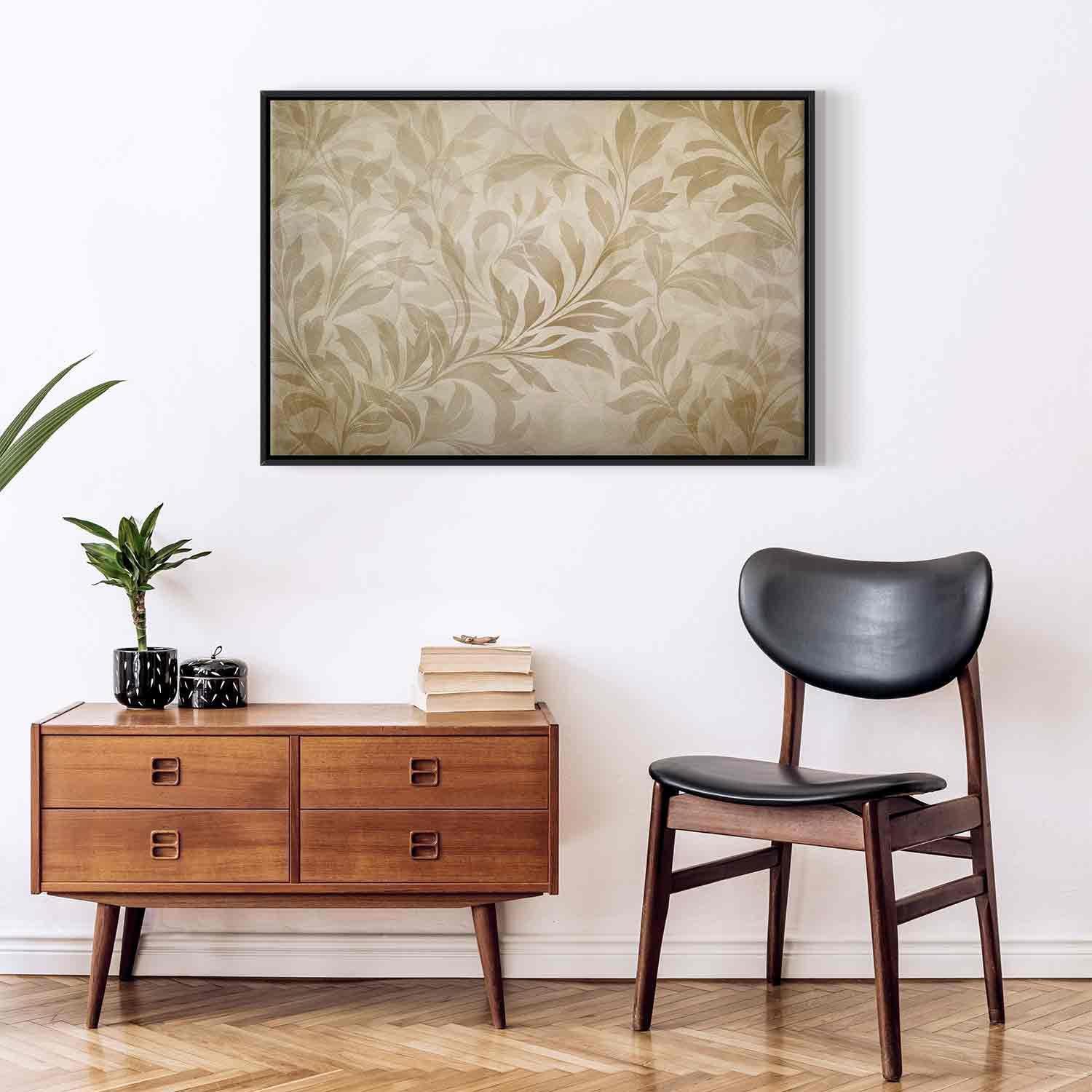 Tableau - Botanical Motif with Leaves and Vines in Sand Colors