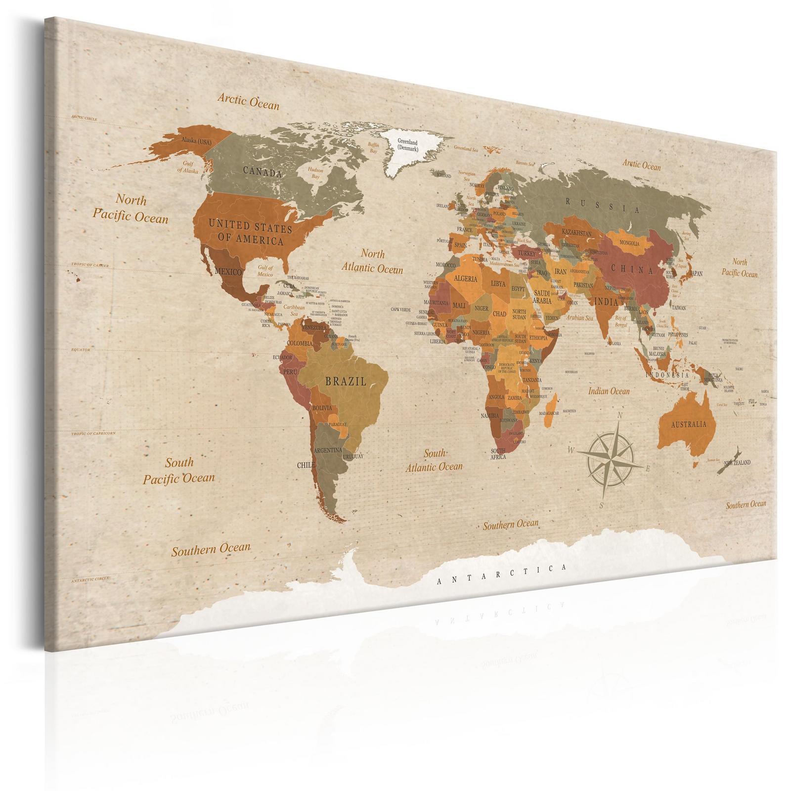 Tableau - World Map: Beige Chic