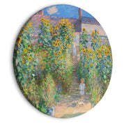 Tableau rond - Claude Monet’s Garden at Vétheuil - Farmhouse With Sunflowers
