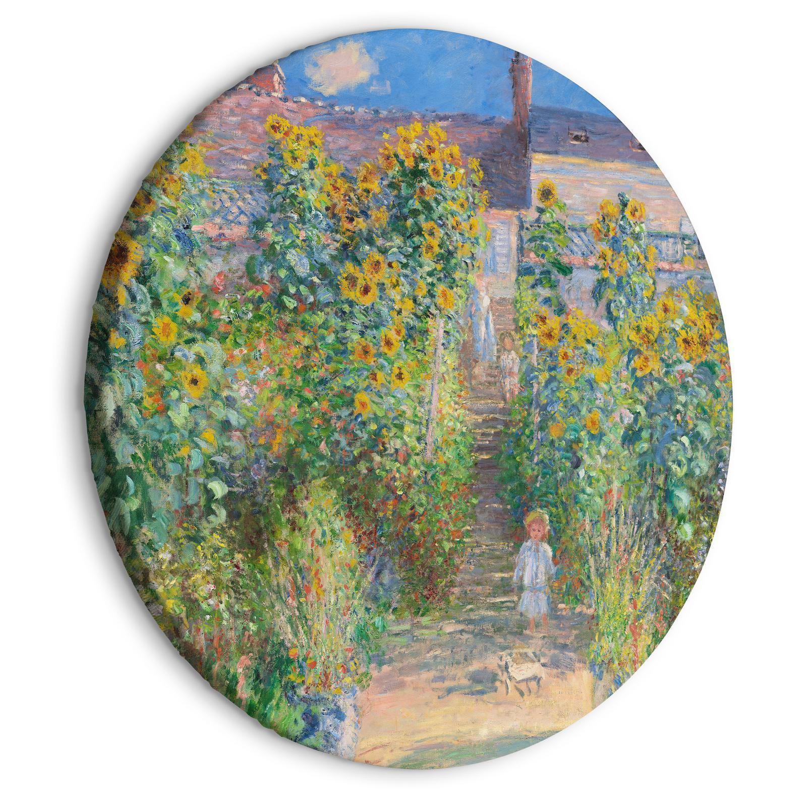 Tableau rond - Claude Monet’s Garden at Vétheuil - Farmhouse With Sunflowers