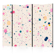 Paravent - Dots - Spots and Splashes Multicolored - Cheerful Pattern on a Light Pink Background