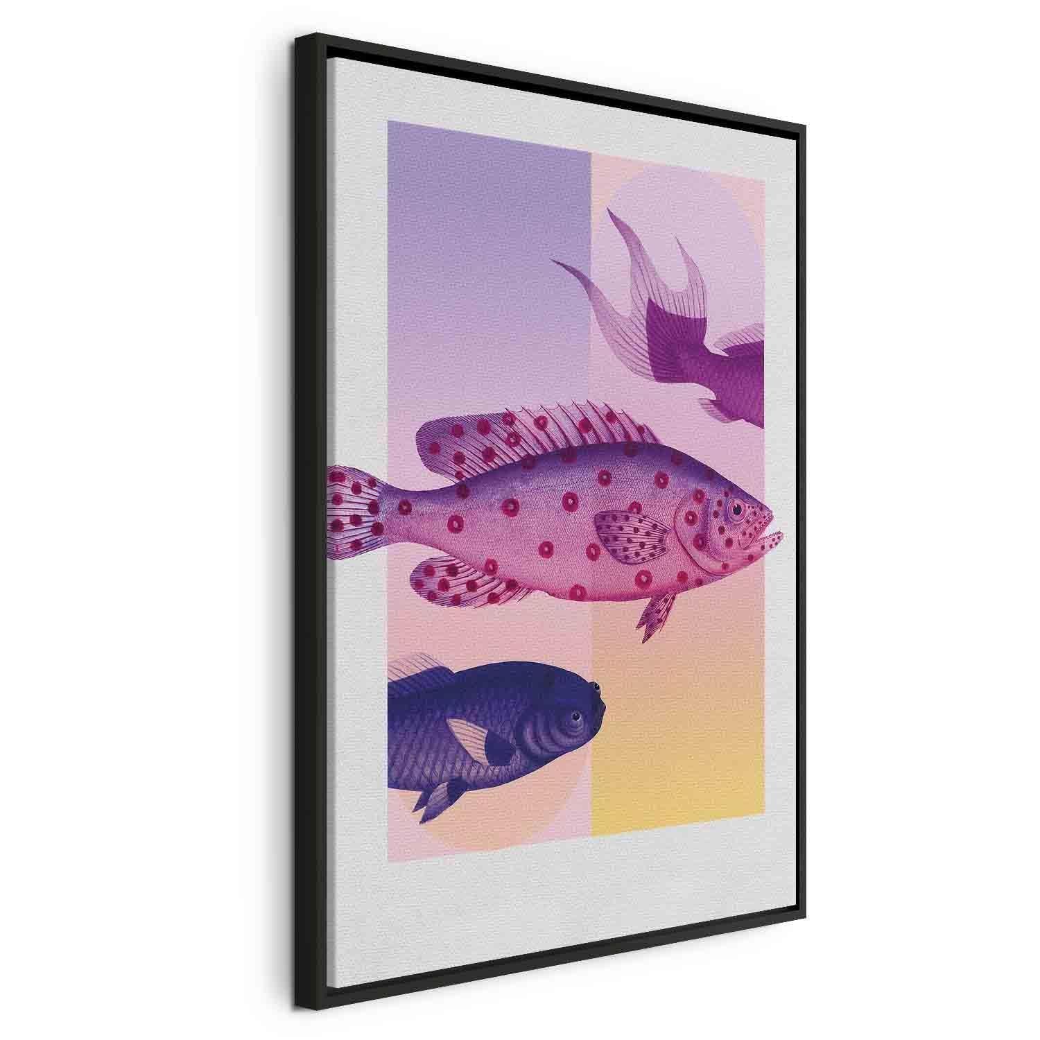 Tableau - Fish in Pastels - Stylized Fish Against Gradient Shapes