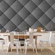 Papier peint - Grey symmetry - geometric pattern in concrete pattern with black joints