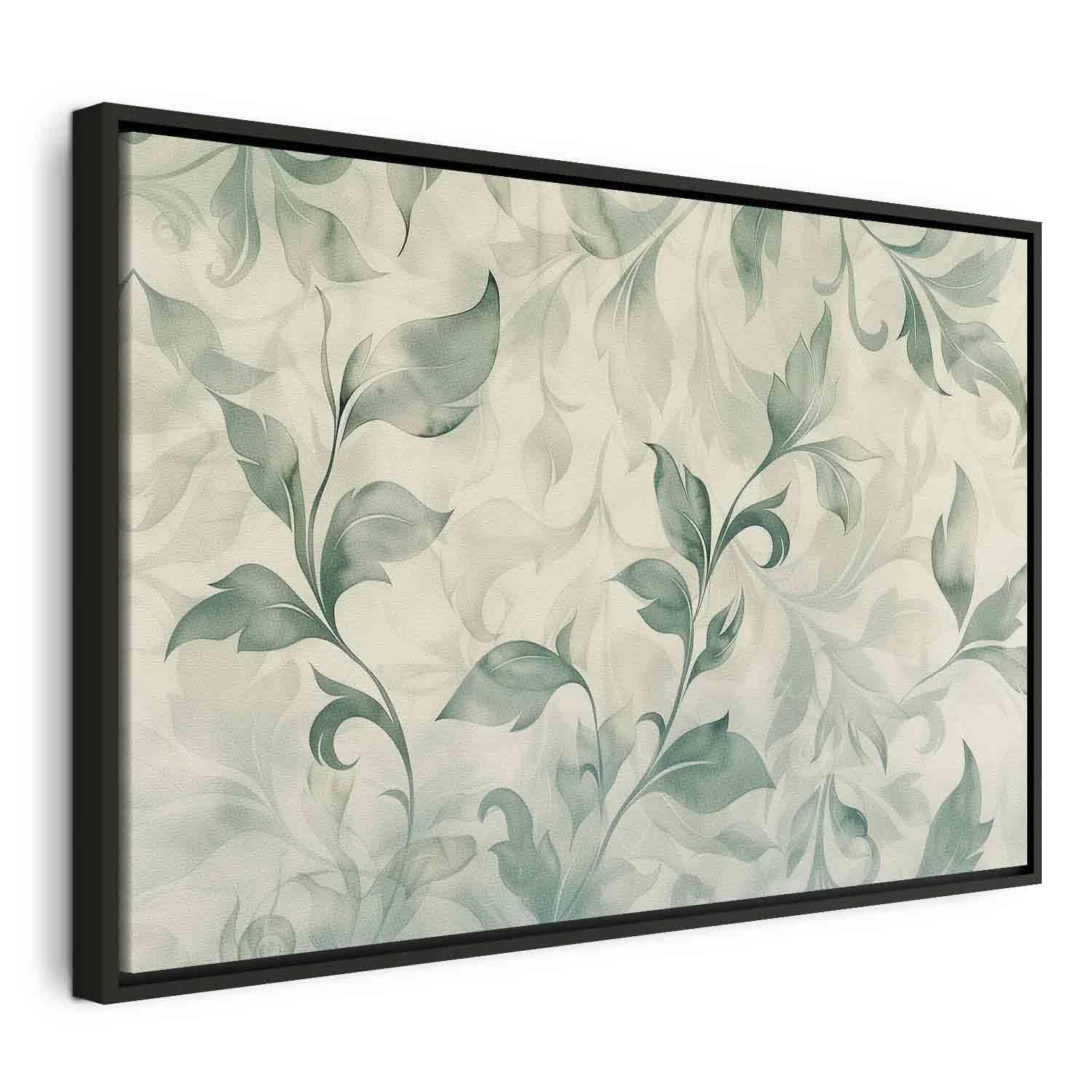 Tableau - Watercolor Botanical Motif Delicate Green-Beige Leaves