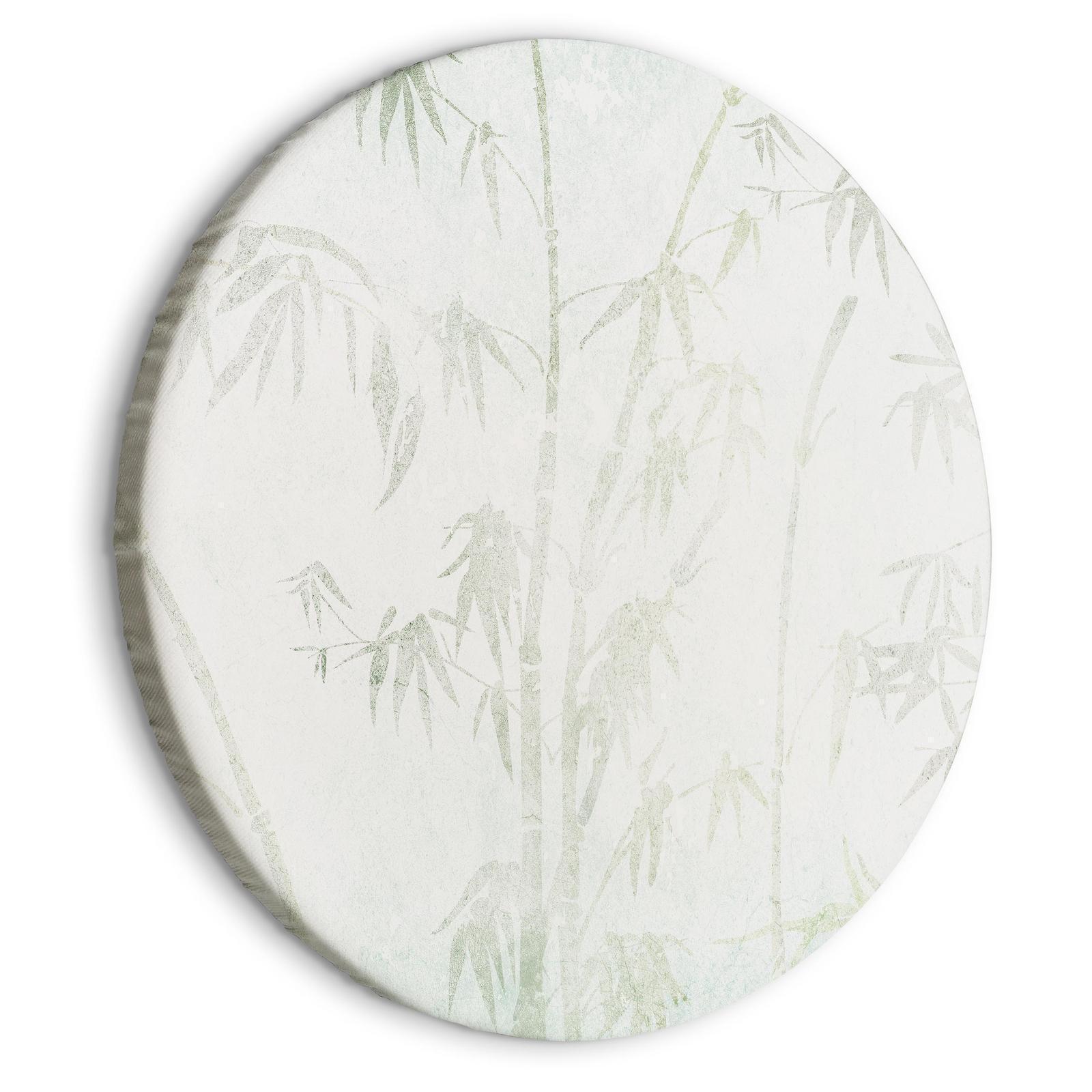 Tableau rond - Bamboo forest - Delicate bamboo jungle in pastel colors of celadon and green on a light background/Jungle in Asia