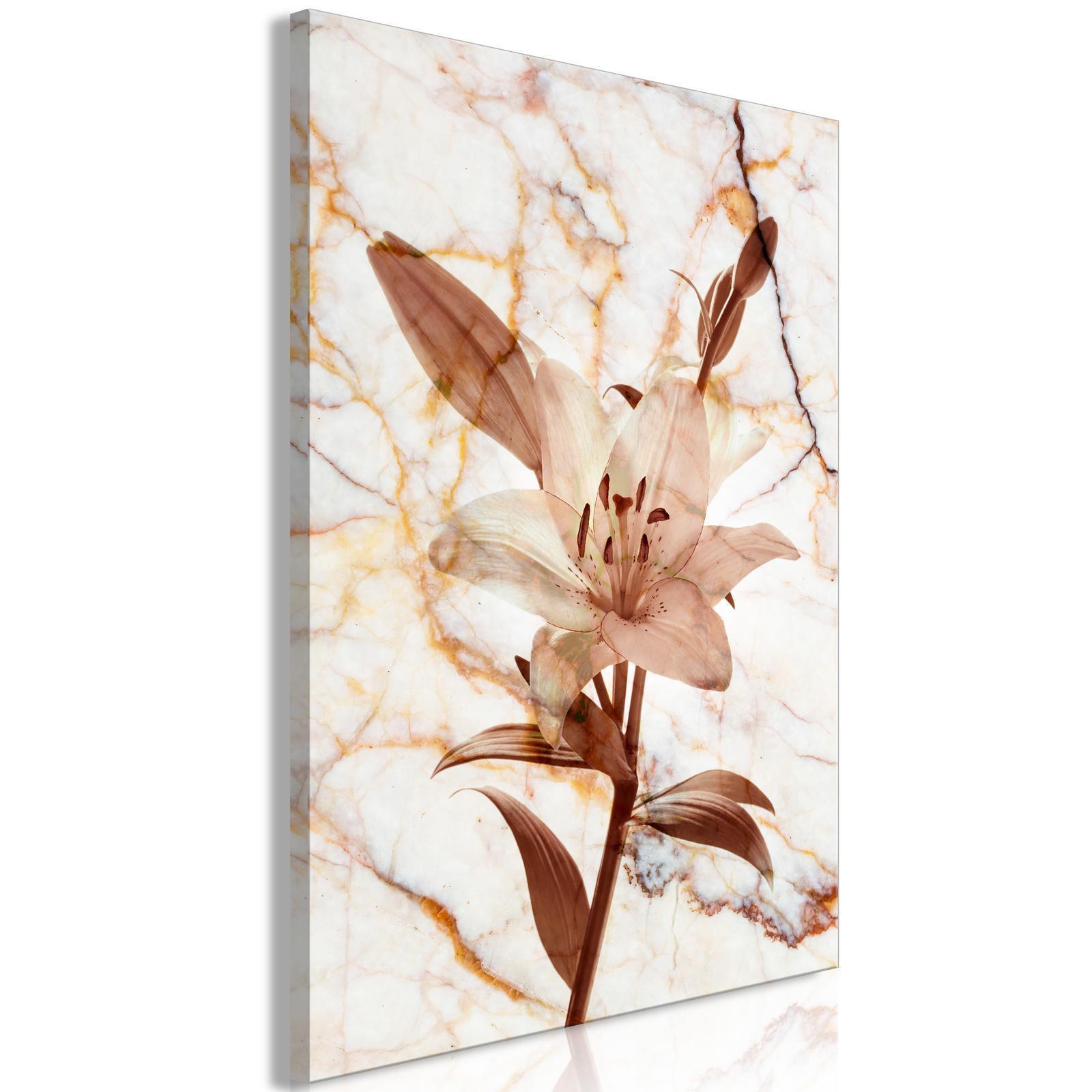 Tableau - Elegance of a Flower (1-part) - Delicate Lily on Marble in Sepia