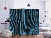 Paravent - Zebra pattern (turquoise) II