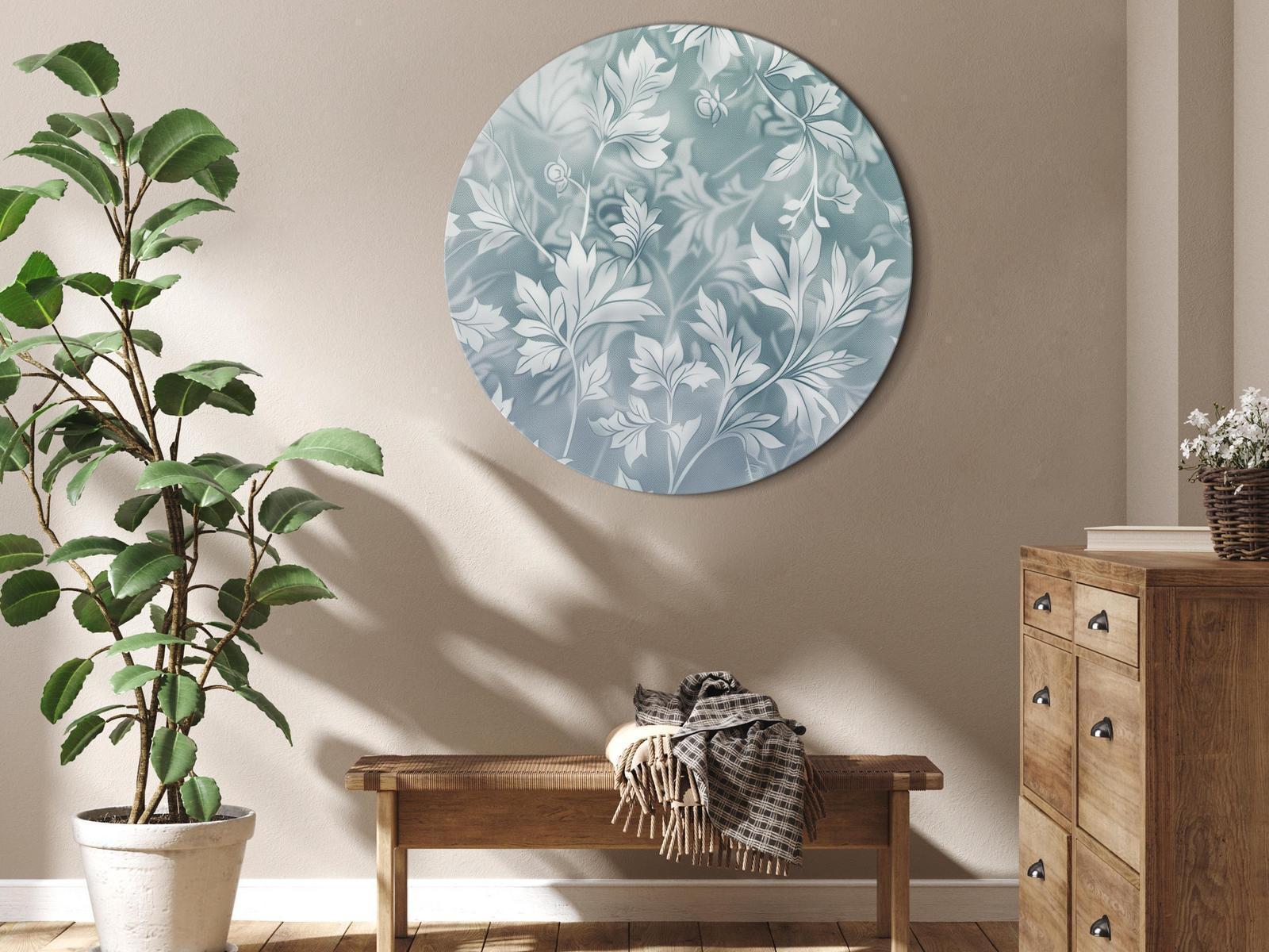 Tableau rond - Ornaments in Worn Muted Turquoises: Delicate Plant Pattern