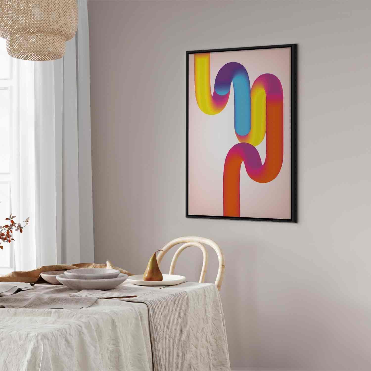 Tableau - Colorful Turns - Dynamic Composition in Shades of Yellow Pink and Blue