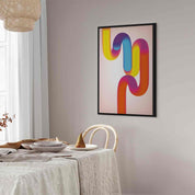 Tableau - Colorful Turns - Dynamic Composition in Shades of Yellow Pink and Blue