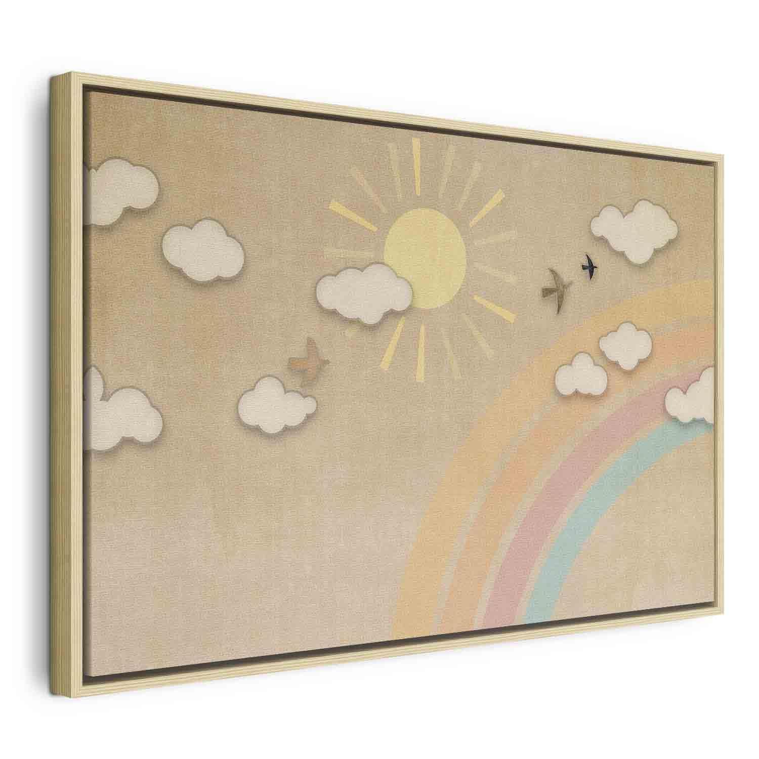 Tableau - Holiday Sky - Sunny Day with a Rainbow and Flying Birds