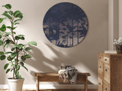Tableau rond - Evening in an exotic forest - Tropical greenery under the cover of night against the backdrop of mountainous terrain/Jungle at night