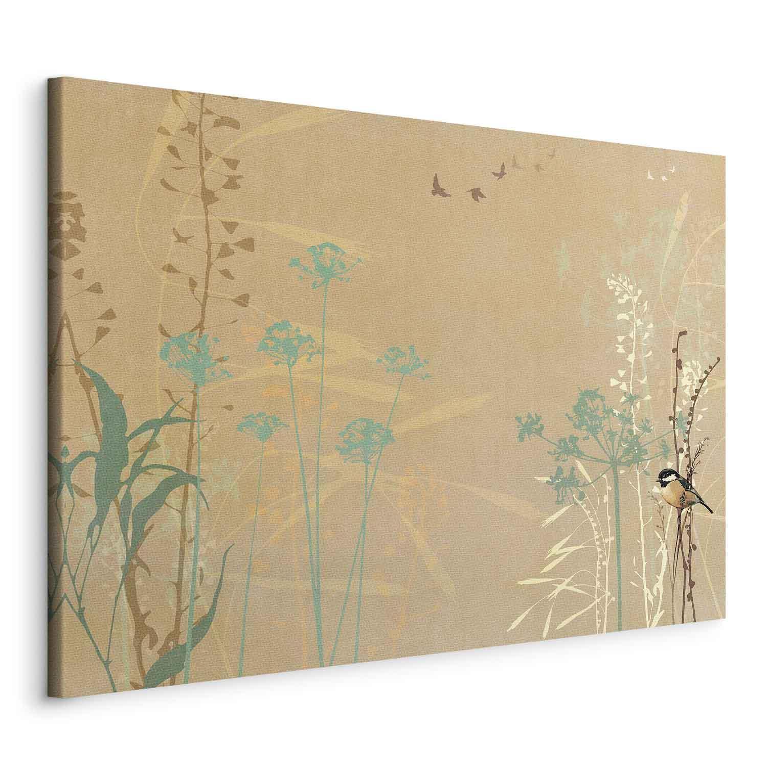 Tableau - Tiny Bird - Colorful Grasses in Golden Shades of Sunset