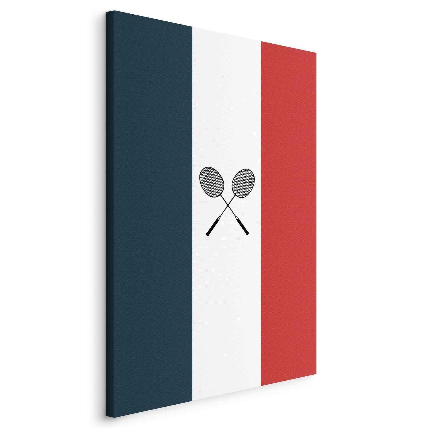 Tableau - Black Badminton Rackets Against the Backdrop of the French Flag