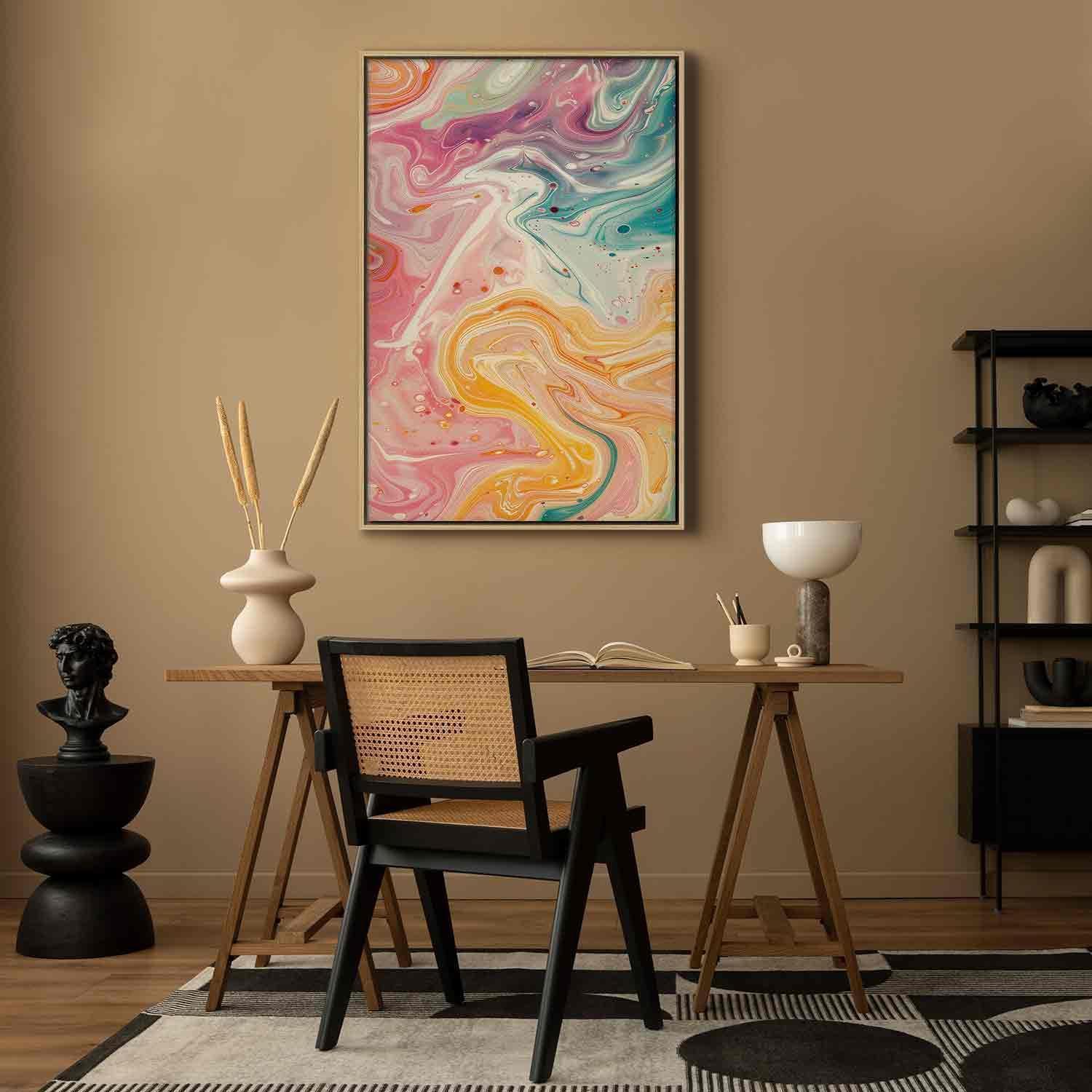 Tableau - Colorful Chaos - Dynamic Shapes in Shades of Pink Yellow and Blue