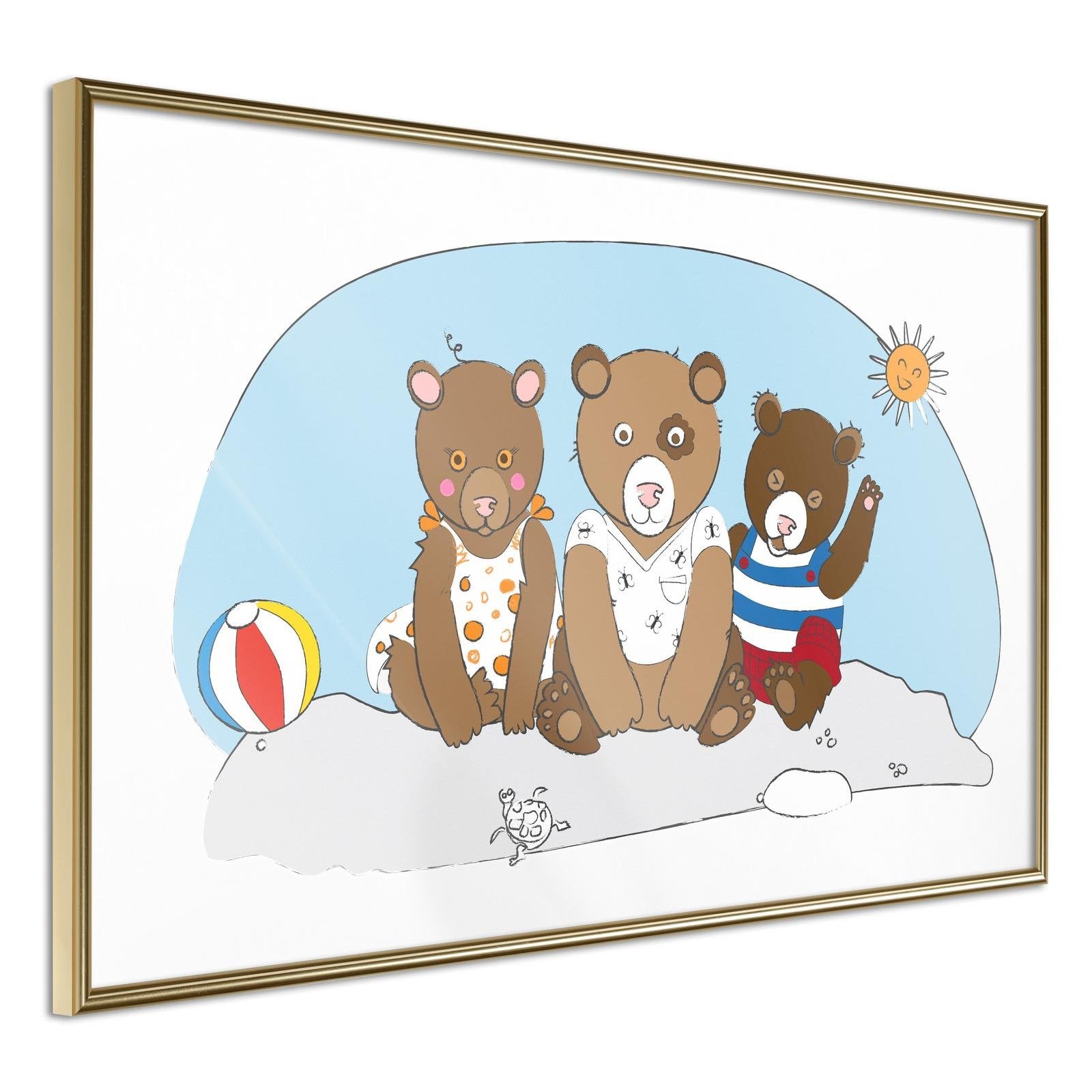 Poster oursons en Vacances à la Mer