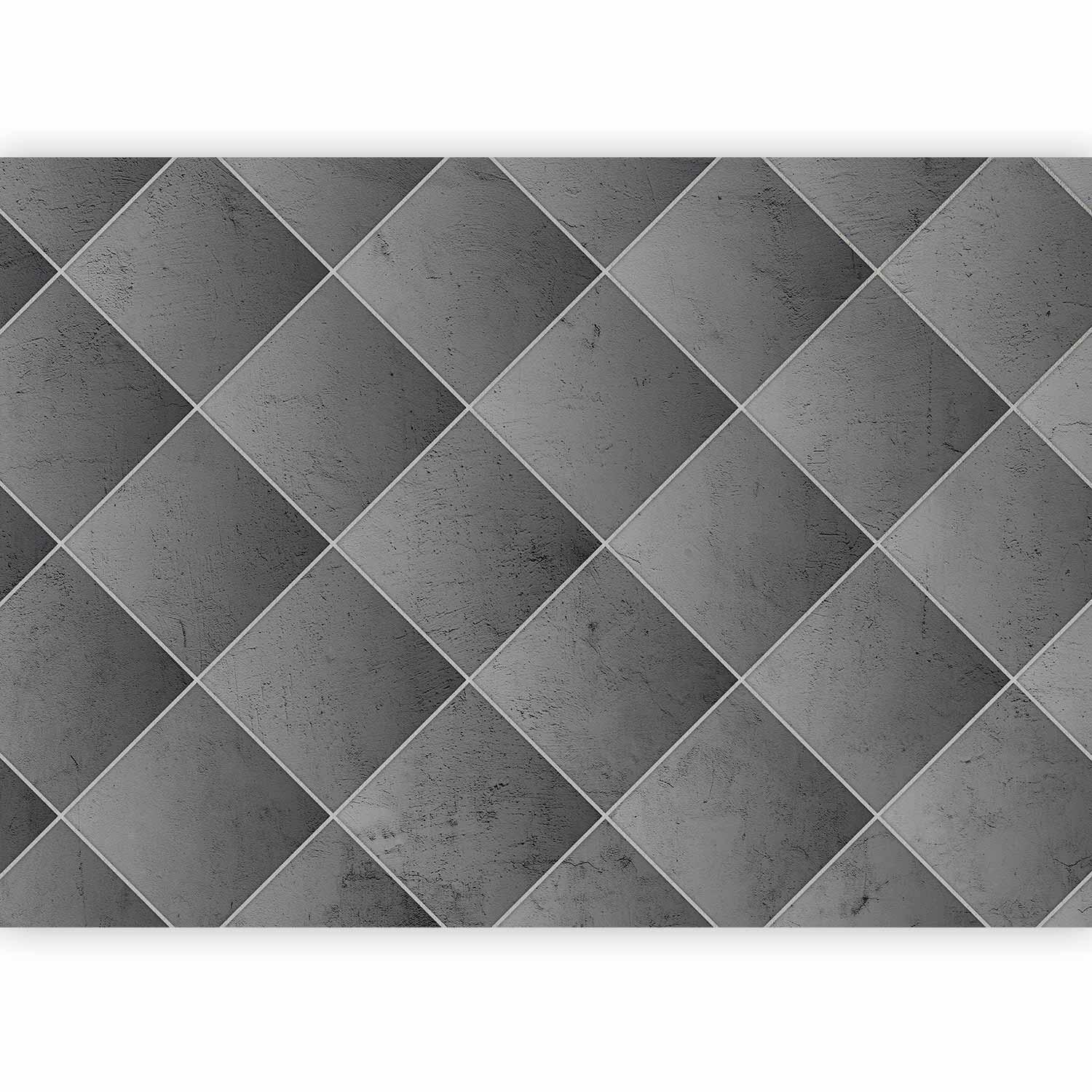 Papier peint - Grey symmetry - geometric concrete pattern with white joints