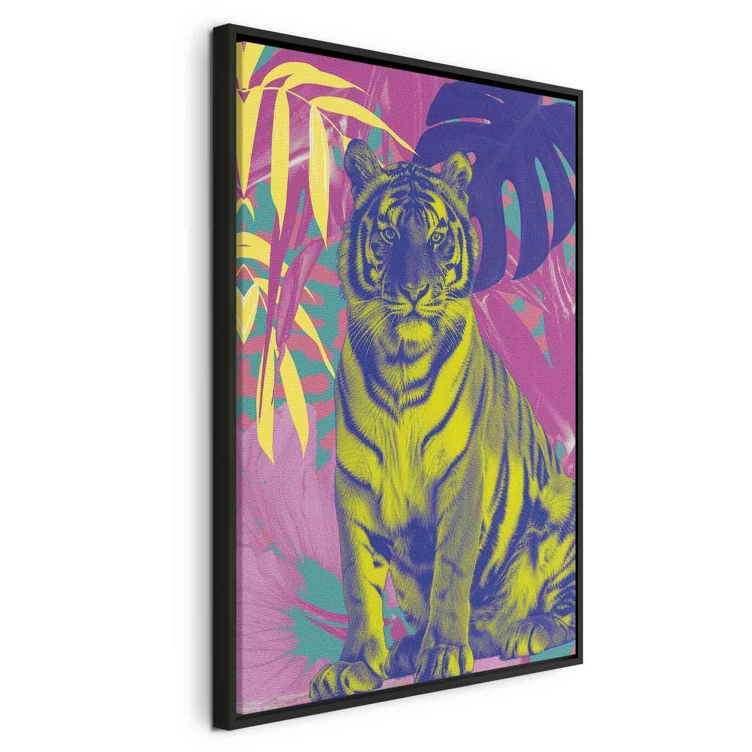 Tableau - Colorful Tiger - Intense Colors of a Tiger Surrounded by Tropical Plants