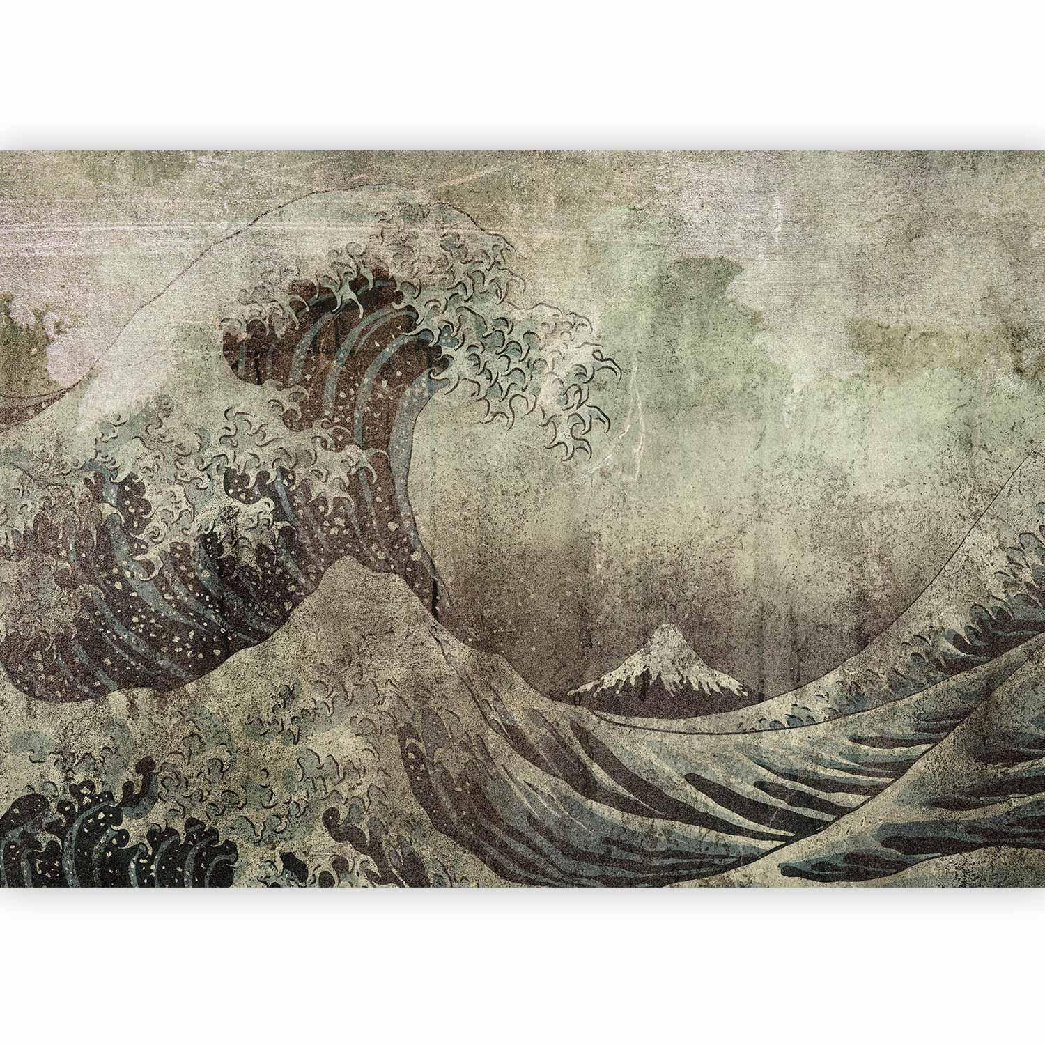 Papier peint - Great wave in Kanagwa in retro style - landscape of rough sea